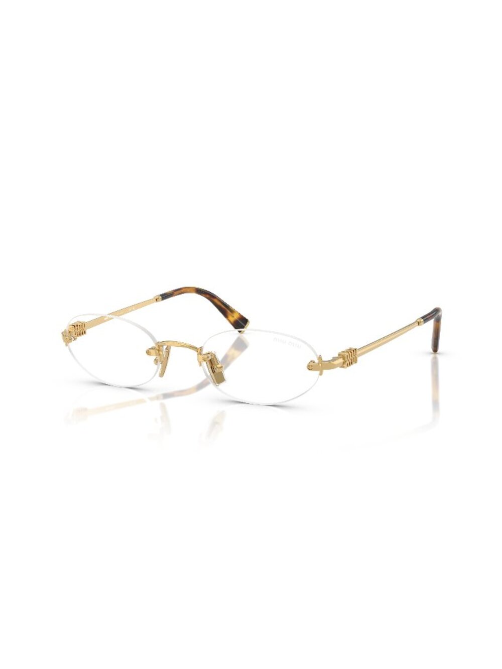 New Miu Miu Women's Sunglasses Gold Round Transparent Lens Metal Frame MU A54S